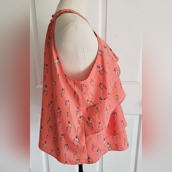 Attention Halter top Layered Blouse Graphic Parrot Print Size XL - Picture 4 of 6